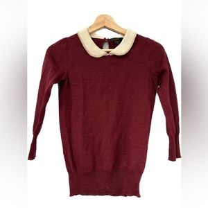 J Crew 3/4 length sleeve, collared maroon sweater - Size xxs